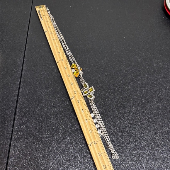 LOFT Silver Station Rhinestone Long Chain Necklace - Picture 8 of 9